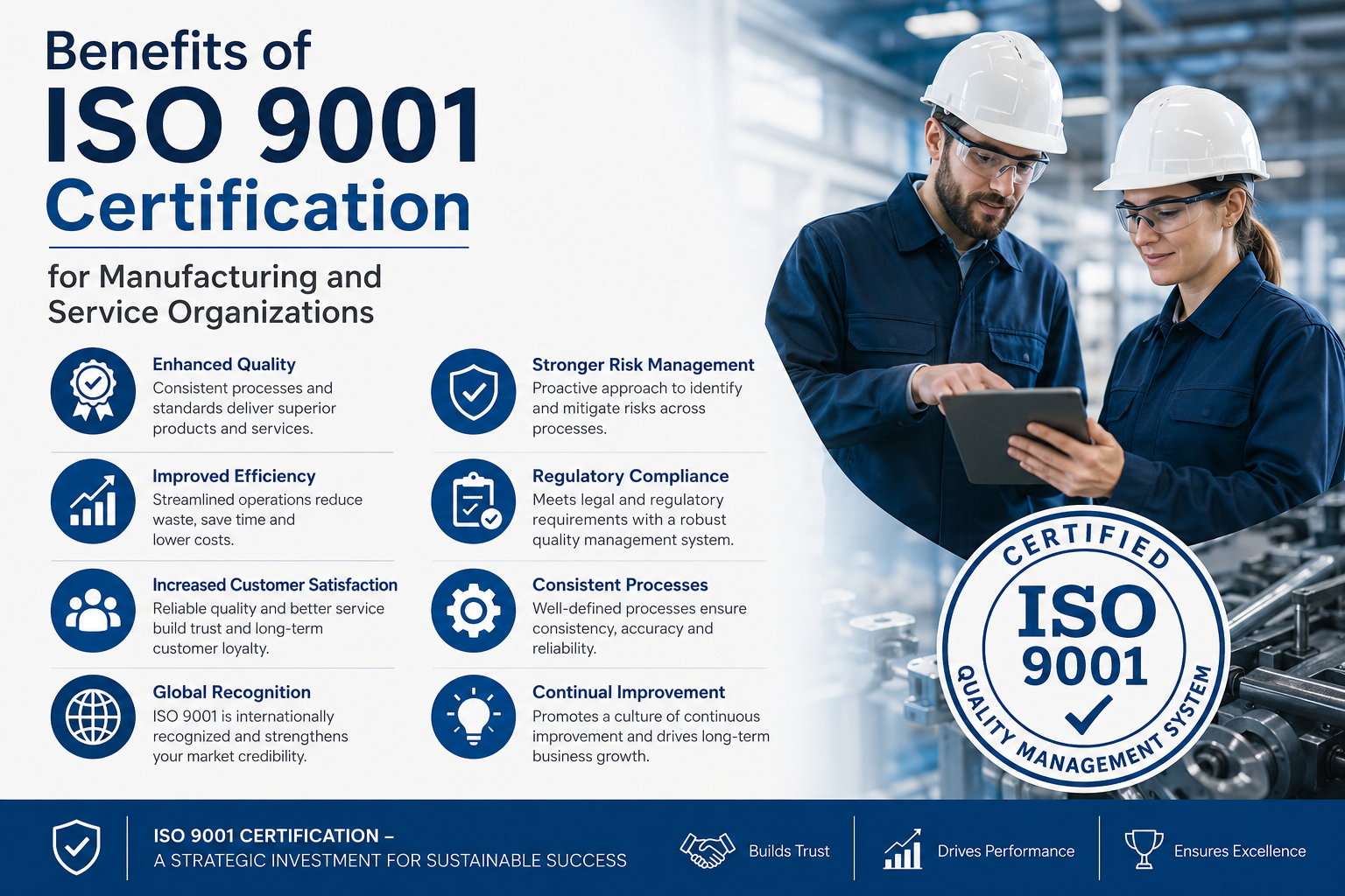 Benefits of ISO 9001 Certification for Manufacturing and Service Organizations